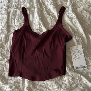 Burgundy Cropped Tank Top heart nulu